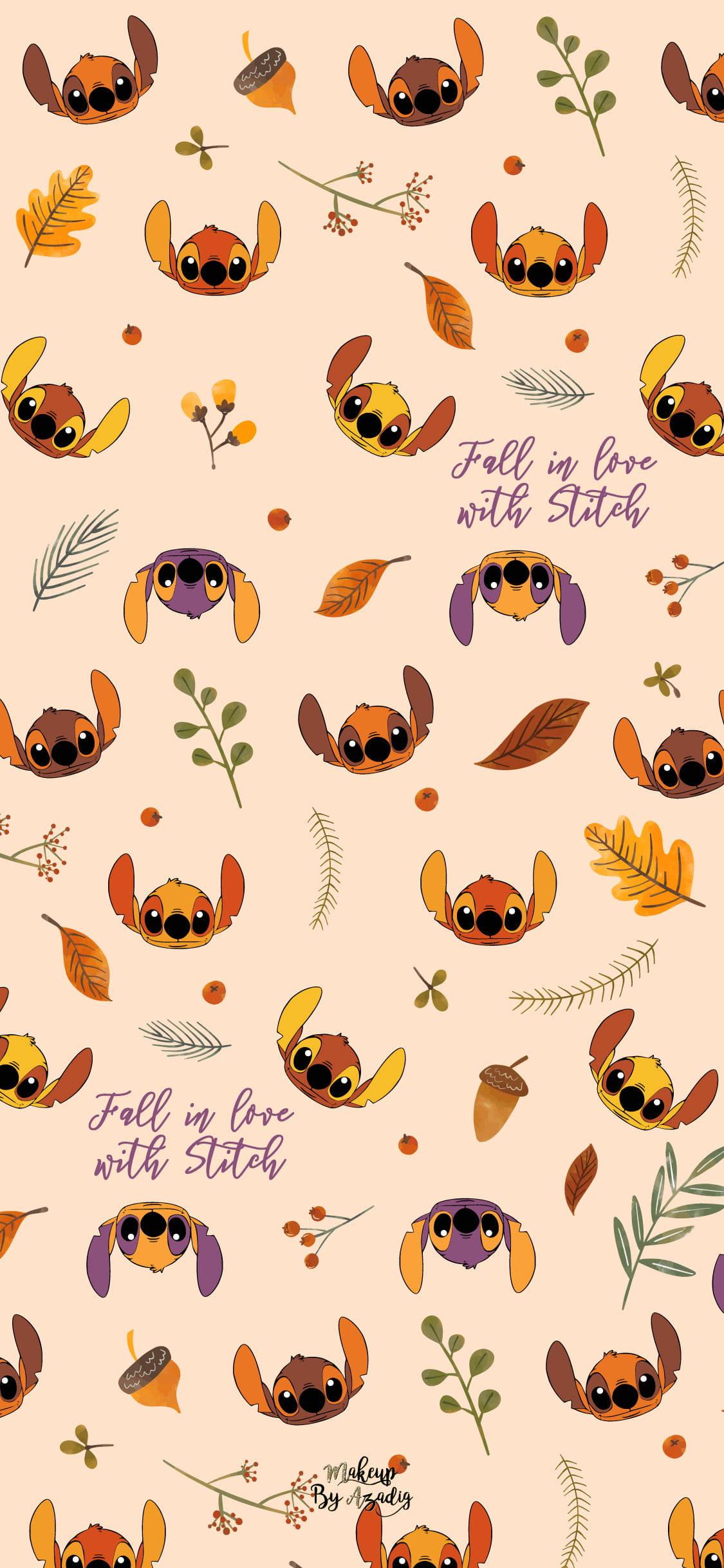 Fall Lilo And Stitch iPhone Pattern Wallpaper