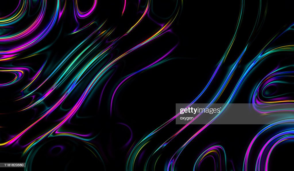 Abstract Colorful Neon Marbled Background Fluid Paint Art Wavy