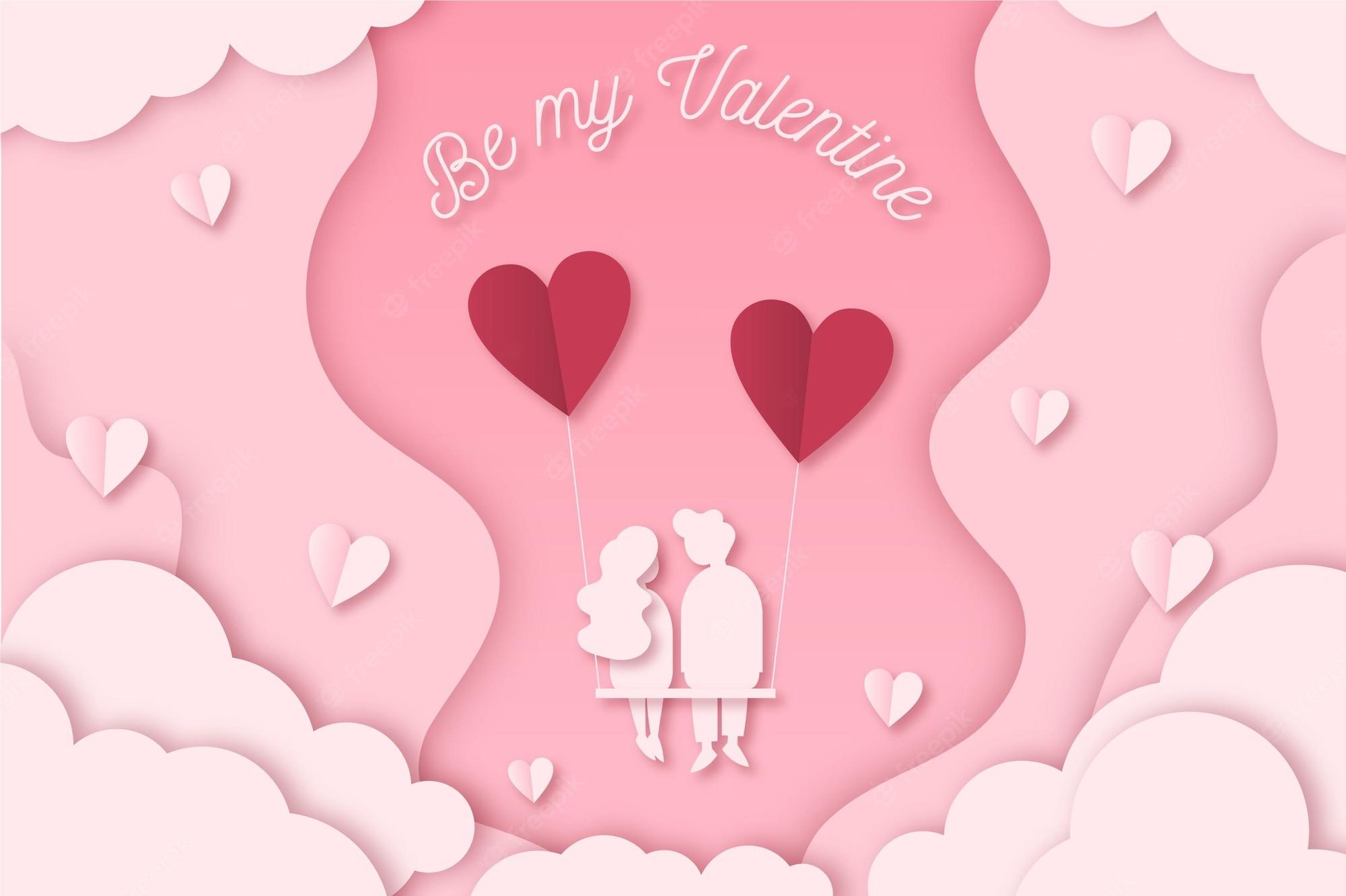 Vector Lovely Valentine S Day Wallpaper In Paper Style
