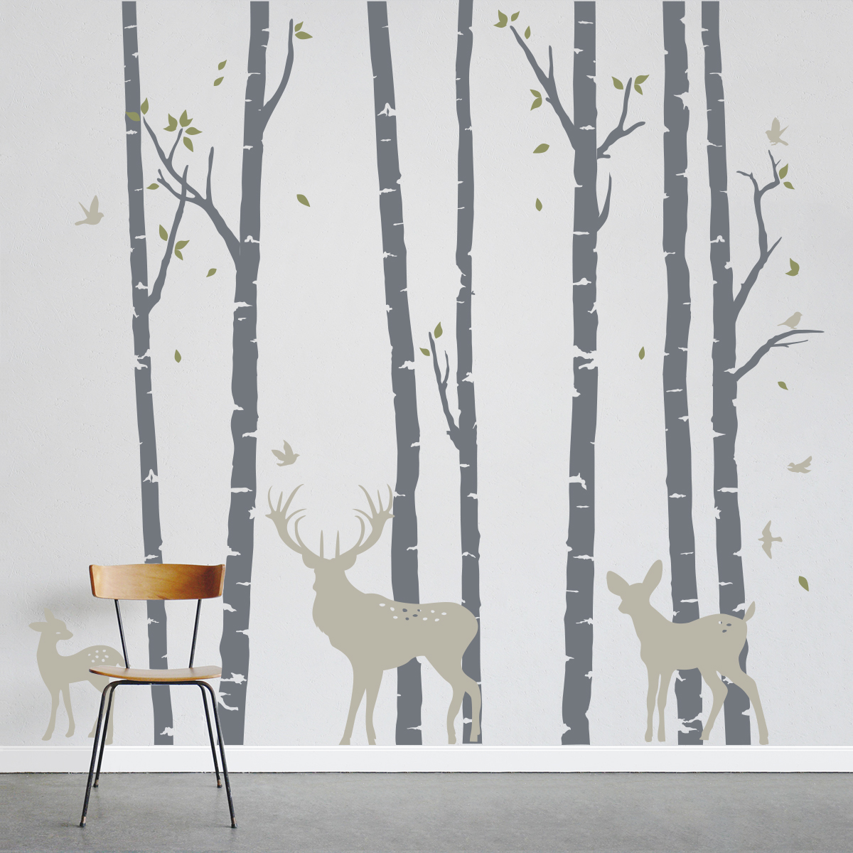 Birch Tree Wall Decals Grasscloth Wallpaper