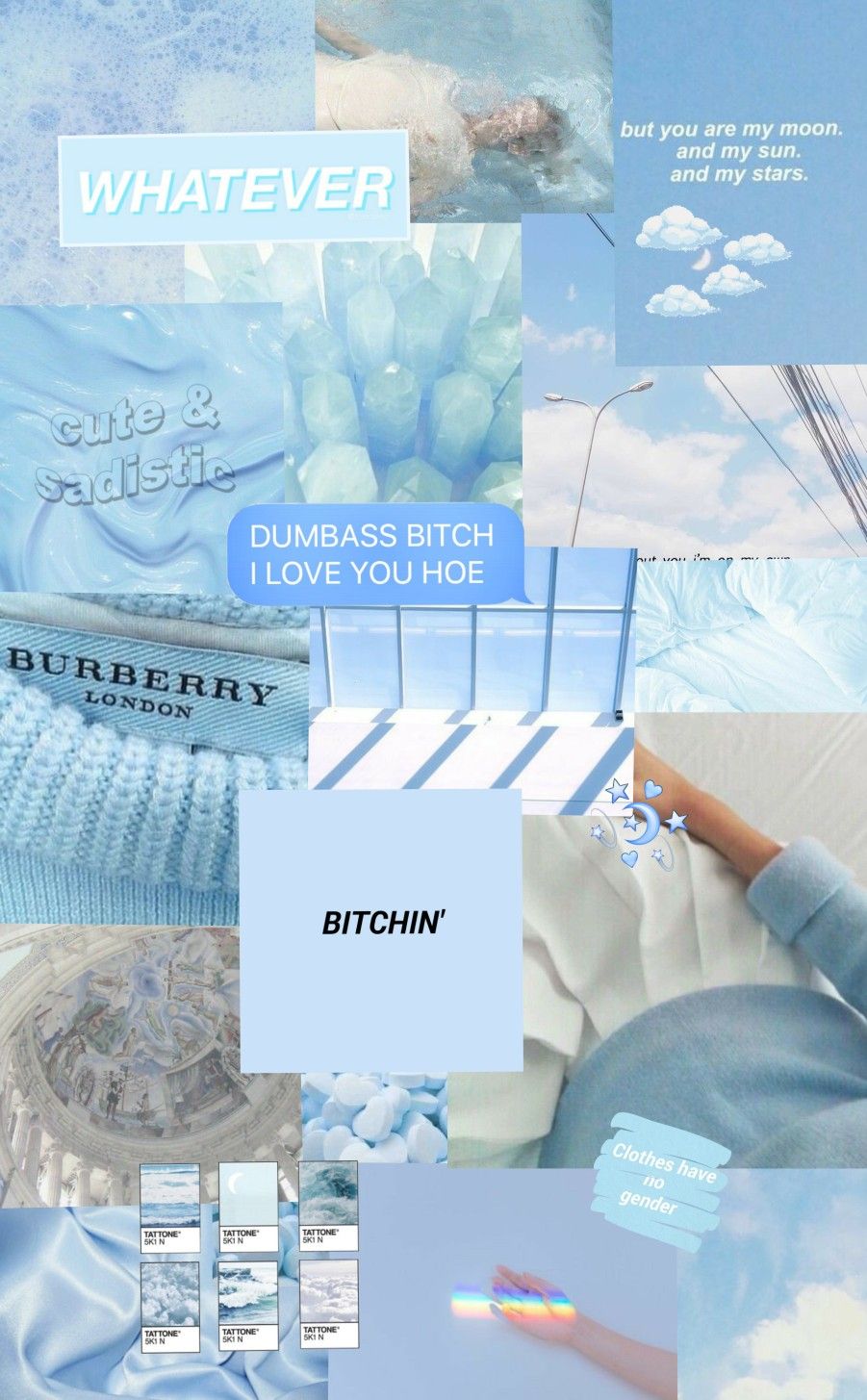 Collage Blue Aesthetic Pastel Wallpaper iPhone