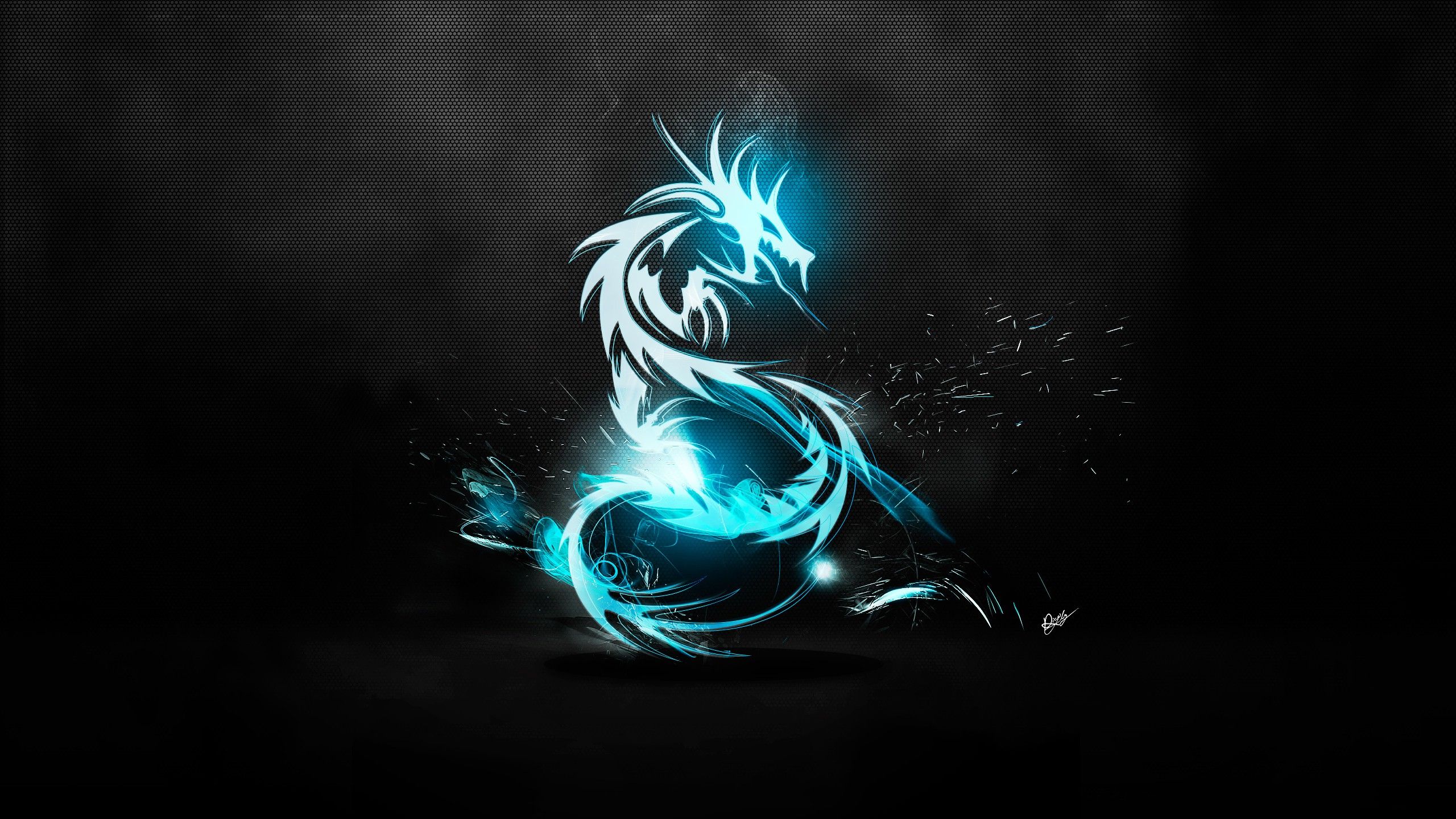abstract blue Blue Dragon logos AMD black background 2560x1440