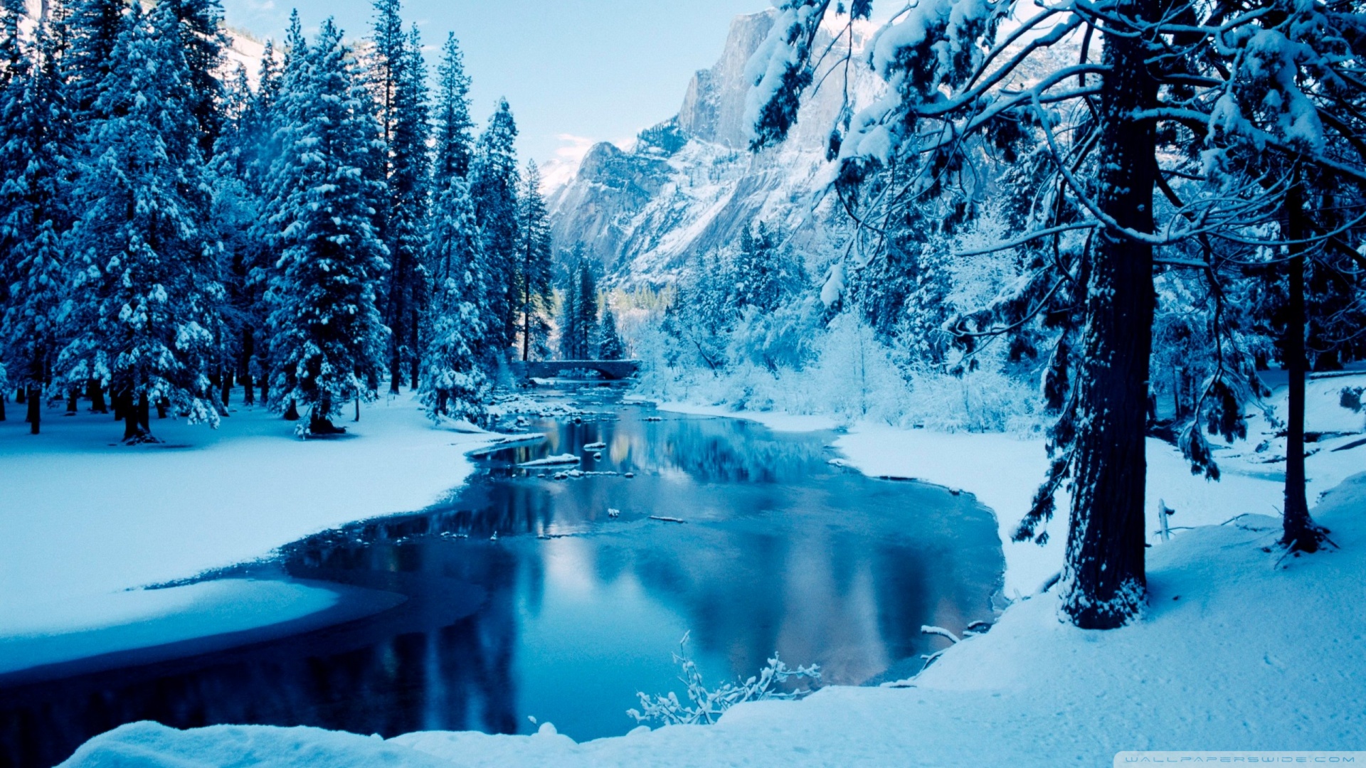 Blue Winter Landscape Wallpaper