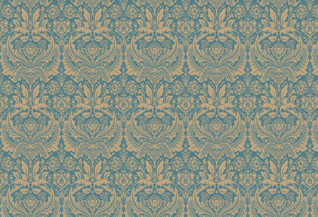 Desire Wallpaper Teal and Gold traditional wallpaper
