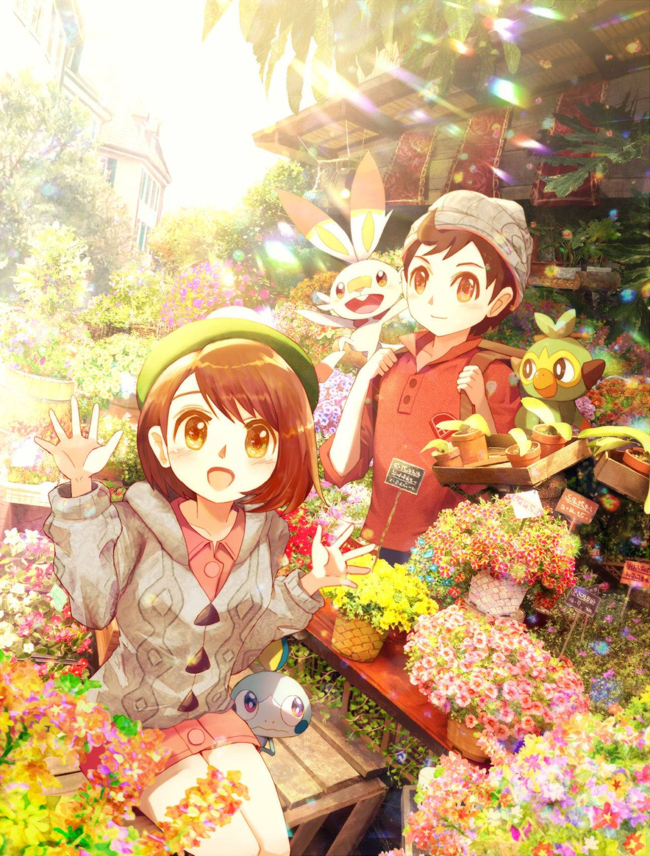 Gloria And Victor Stand Together In Pokemon Sword Shield Wallpaper