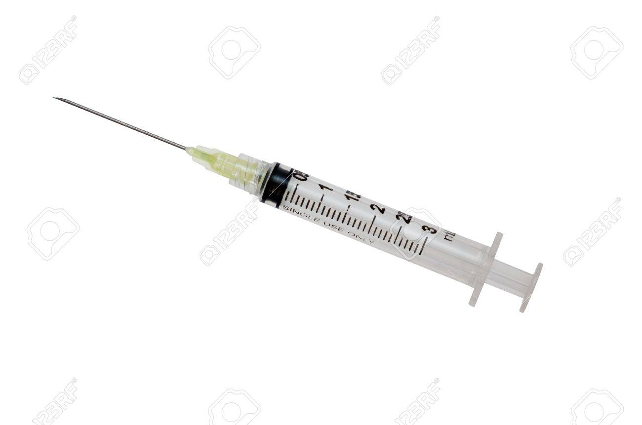 Plastic Hypodermic Needle Syringe Isolated On White Background