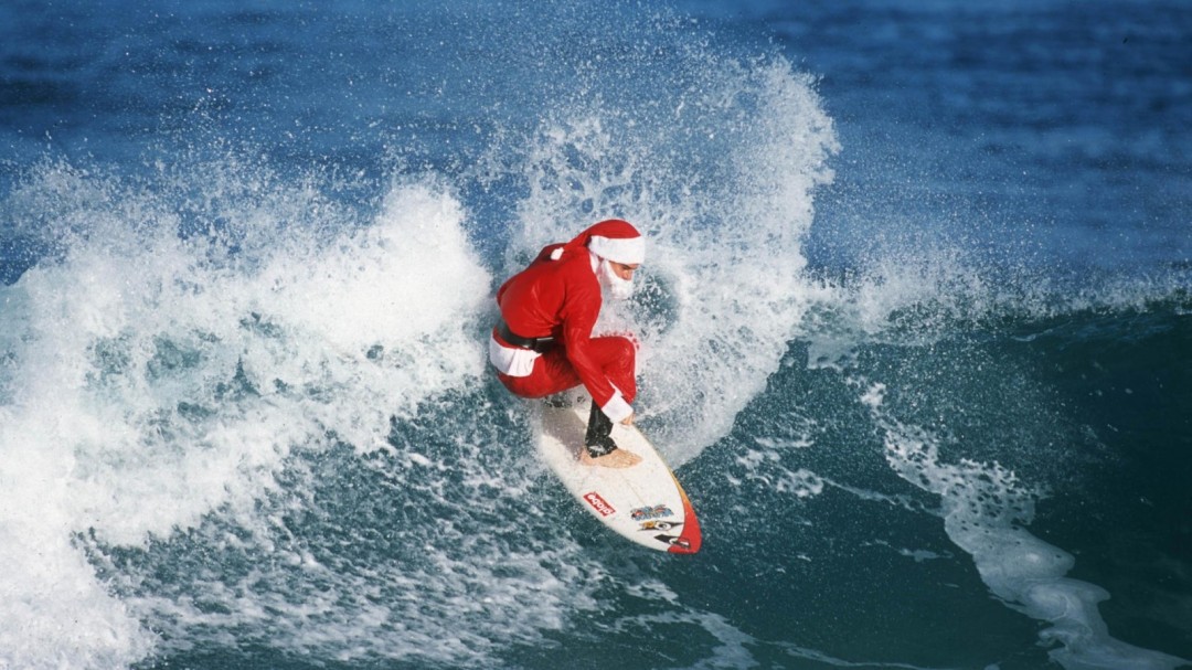 Funny Santa Surfing Pictures HD Wallpaper Of