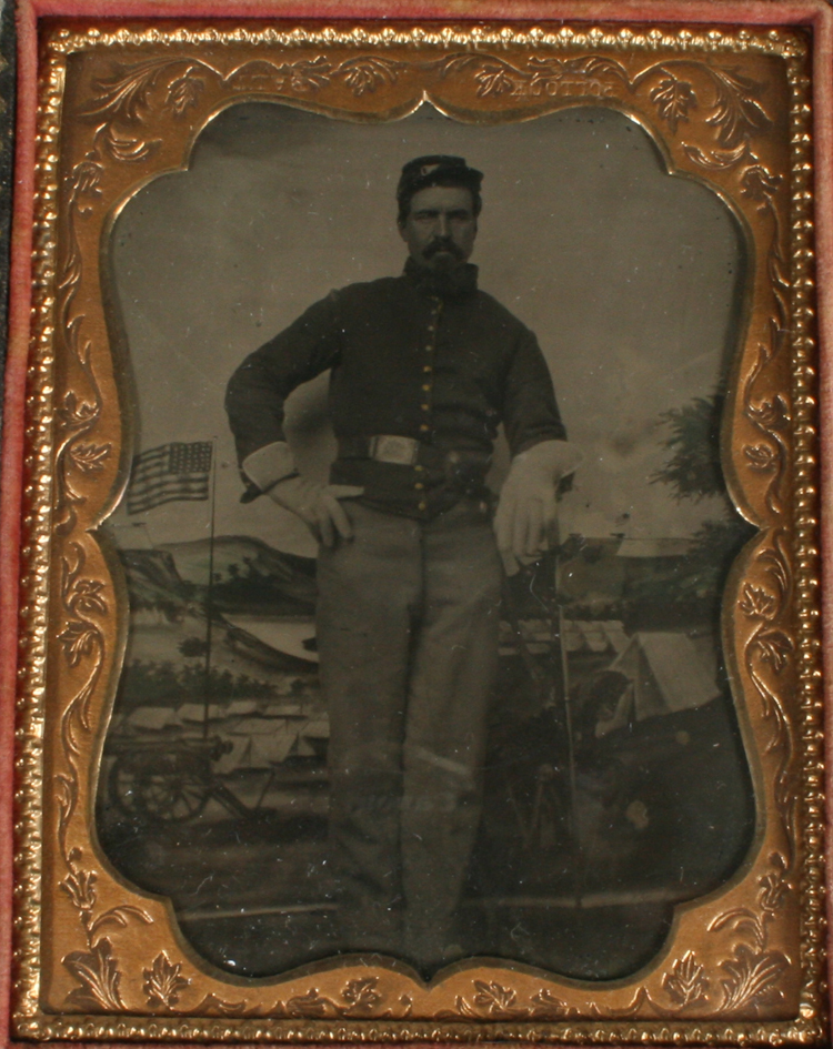 Civil War Era Tintype Cavalry Tinted Painted Background