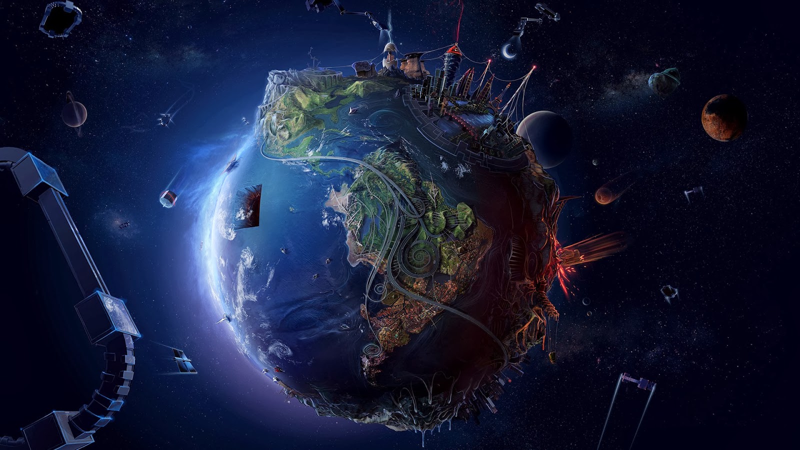 Earth Universe Android Mobile HD Wallpaper 3d