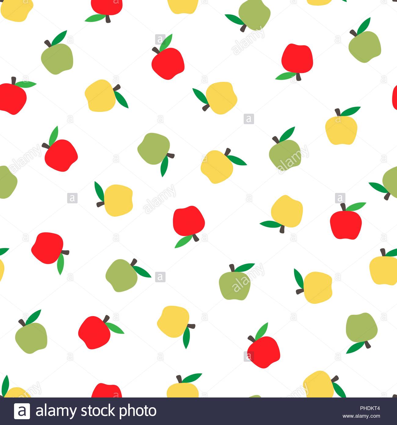 Seamless Bright Fruits Background With Colored Apples Autumnal