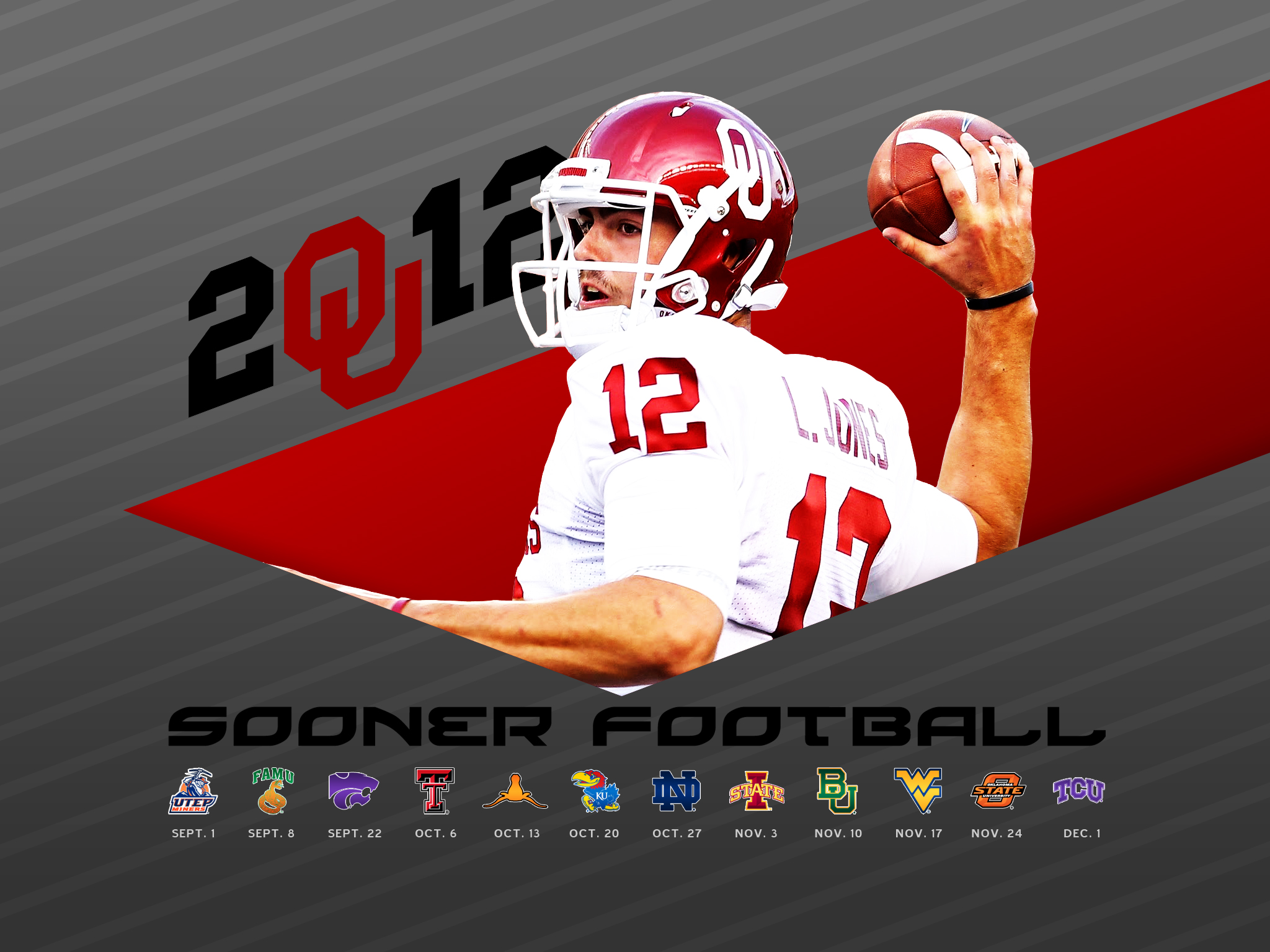 2012 OU Football Schedule Wallpaper for iPhone iPad 2048x1536