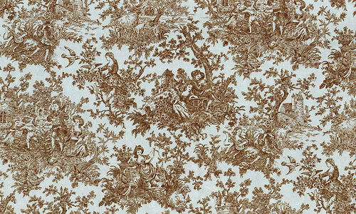 Festive French Toile Pastoral 18th Century Wallpaper With Light Blue