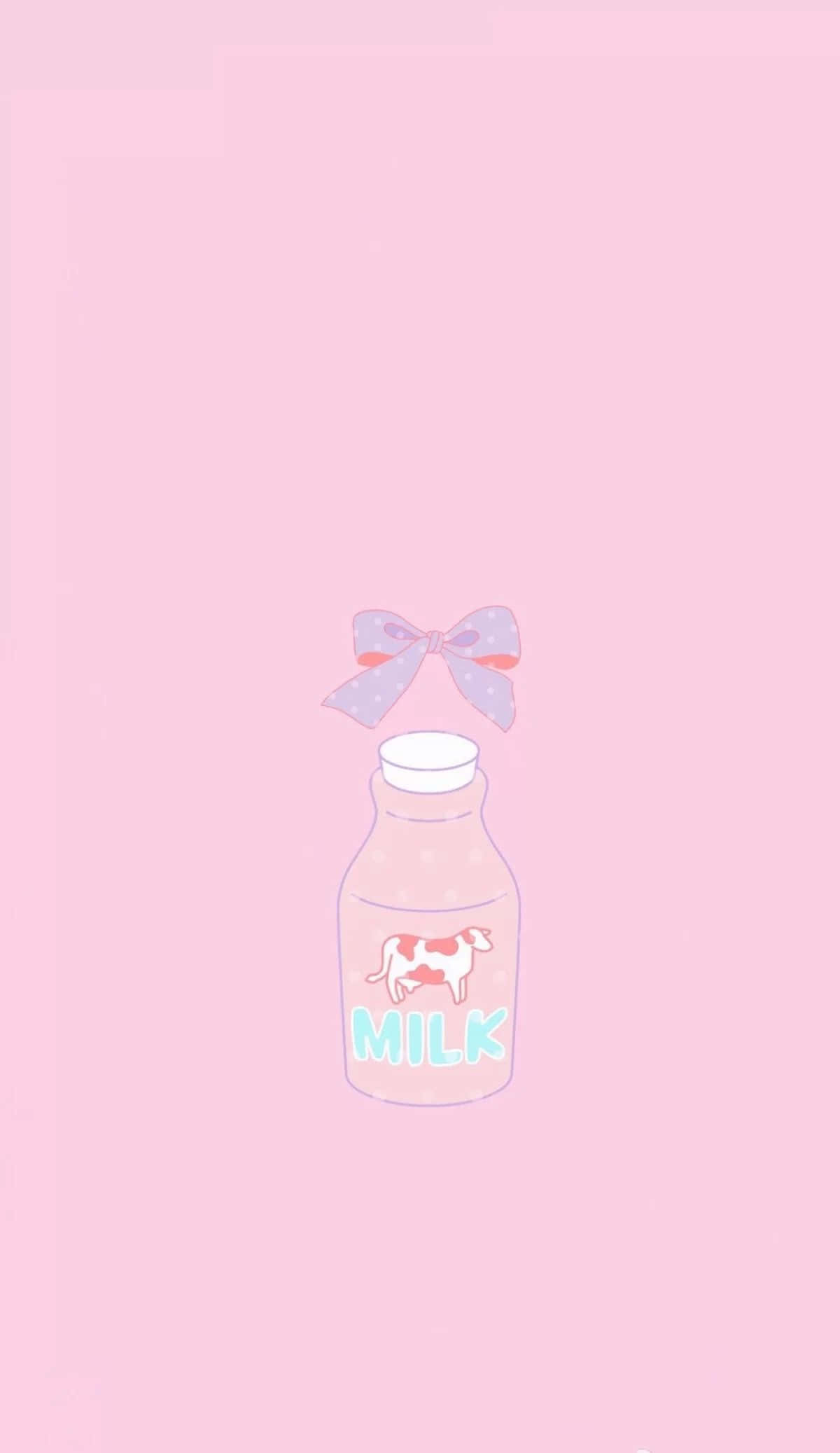 Aesthetic Pink Kawaii Glassed Strawberry Milk Wallpaper