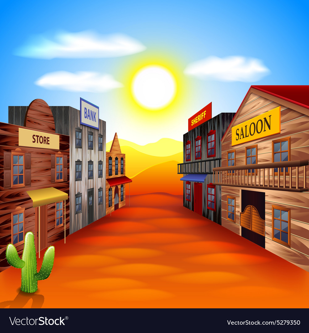 Wild West Town Background Royalty Vector Image