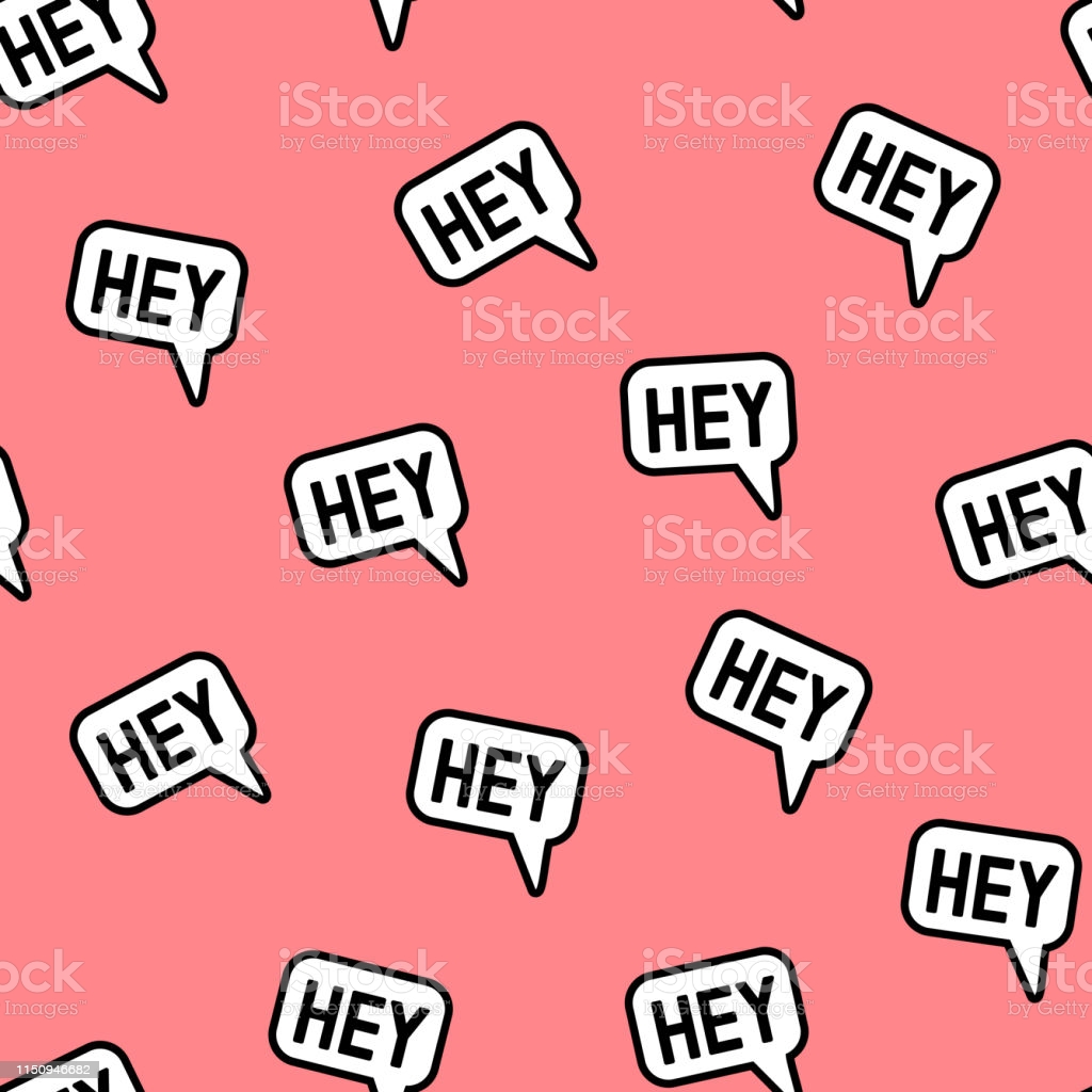Hey Text Message Seamless Pattern Cute Speech Bubble Wallpaper