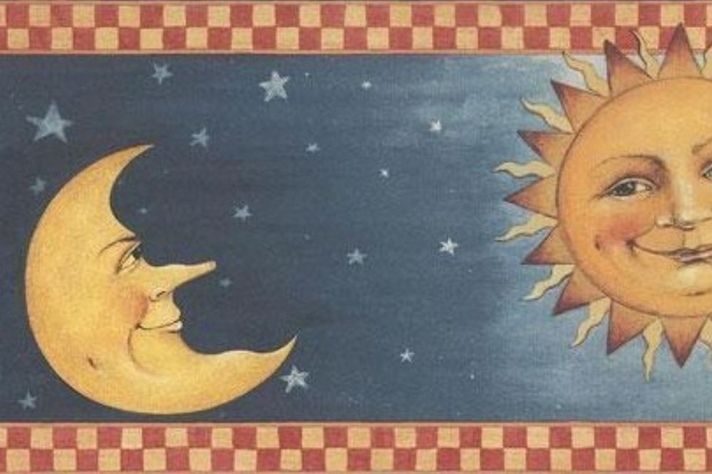 Wallpaper Border David Carter Brown Country Sun Moon on Starry Sky