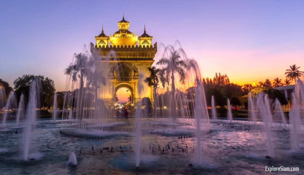 Patuxai Patuxay At Night Literally Victory Wallpaper