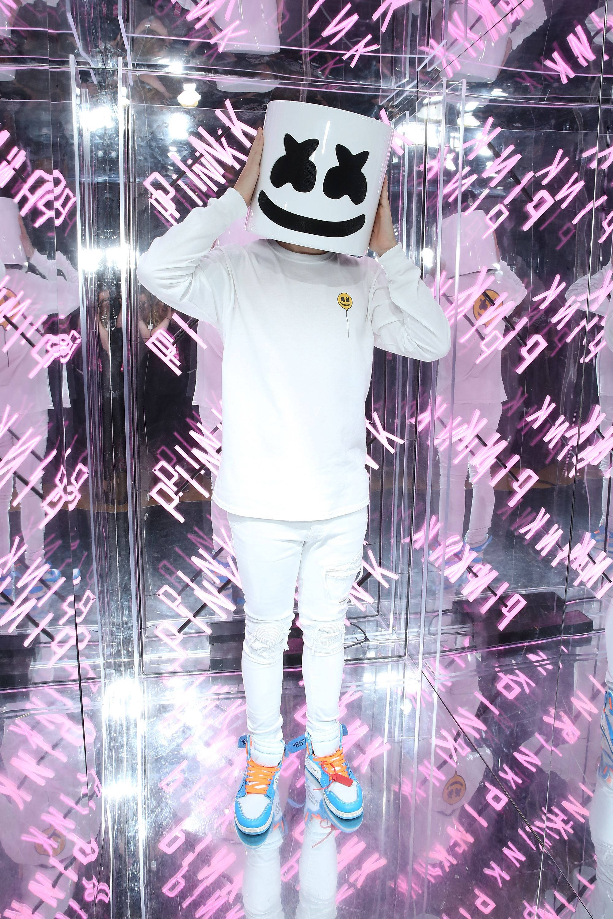 Pink Glass Wall Marshmello HD iPhone Wallpaper