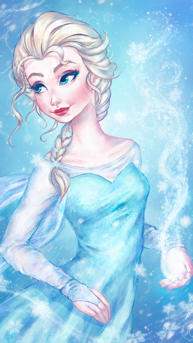 Frozen Elsa Anna Digital Fan Art Wallpapers 640x1136