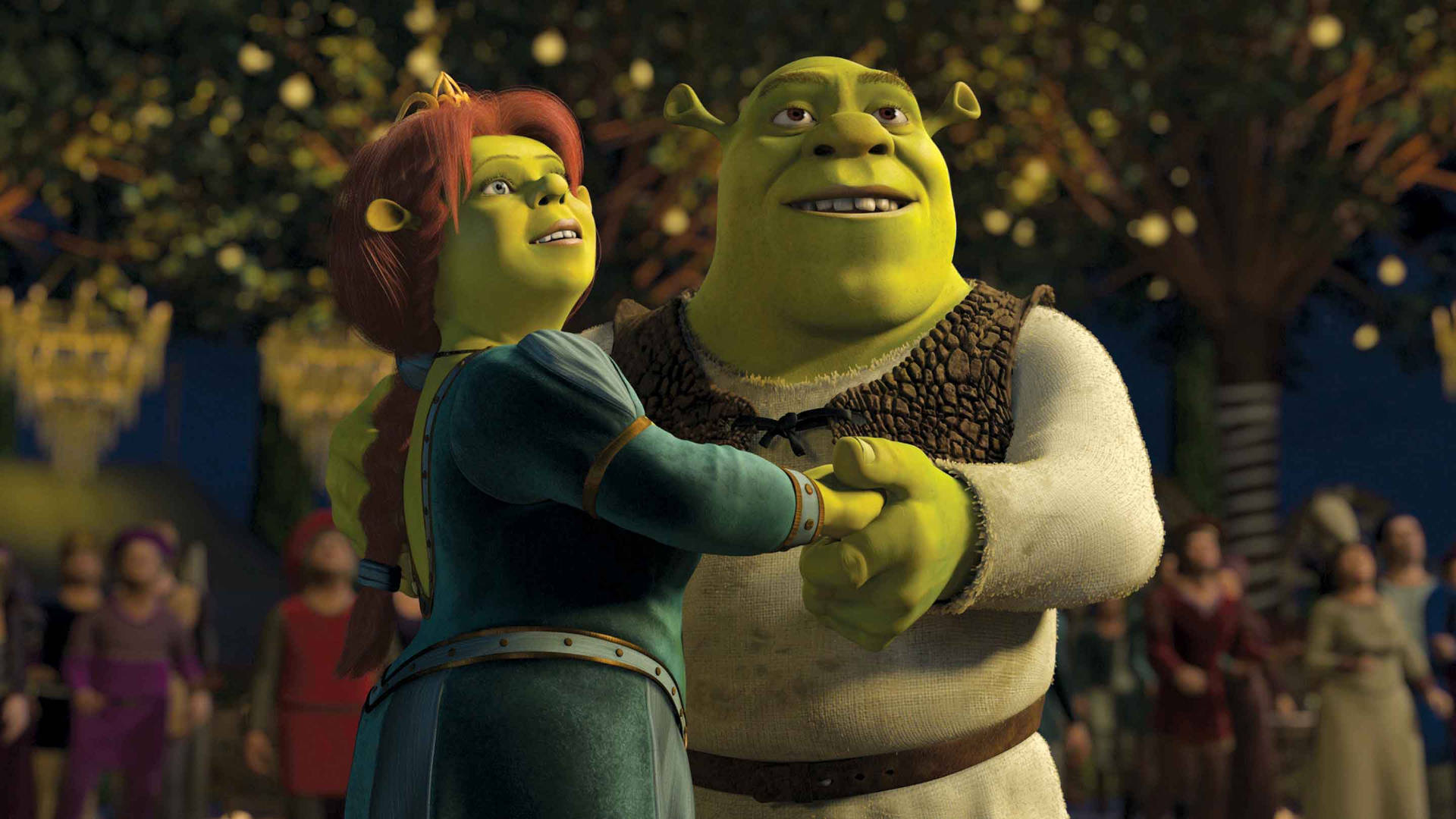Fiona And Shrek Holding Hands Wallpaper