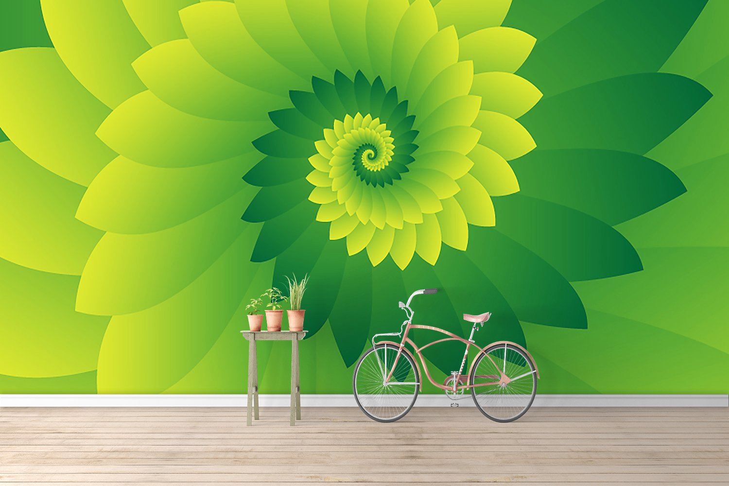 Abstract Digital Green Floral Design Background Wallpaper