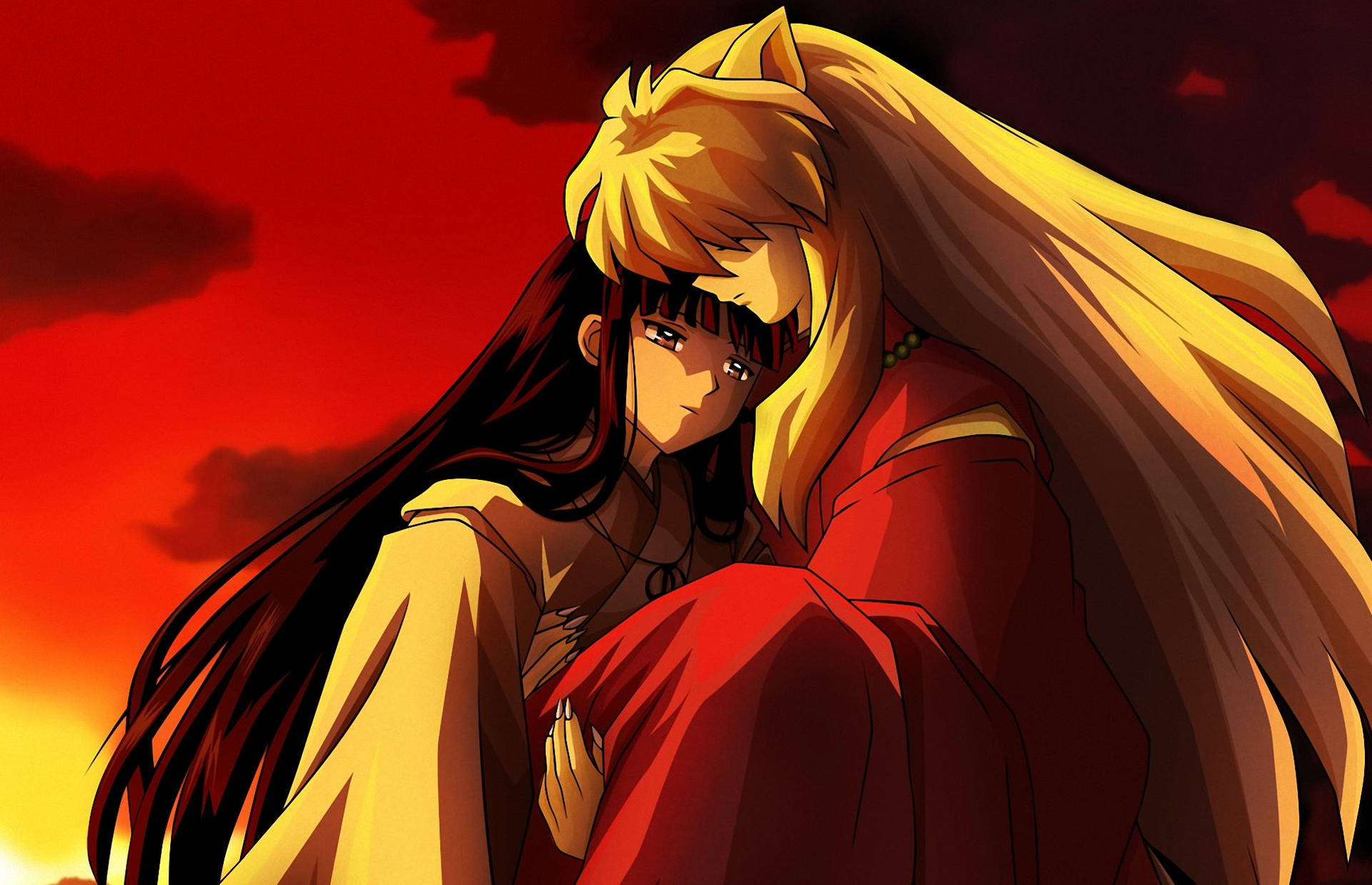 Inuyasha And Kikyo Sunset Mu24ourn5o0dj77s Wallpaper
