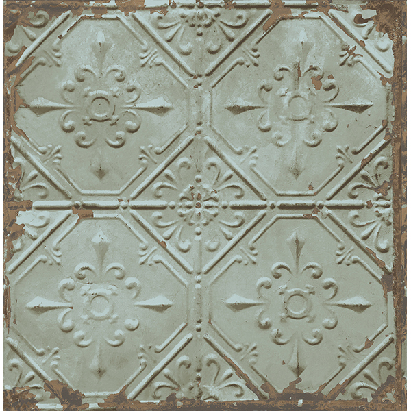 Distressed Tiles Teal Tin Ceiling Wallpaper By A Streets Prints