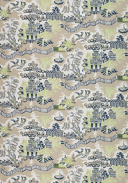 Luzon Wallpaper In Navy On Beige From The Enchantment Collection