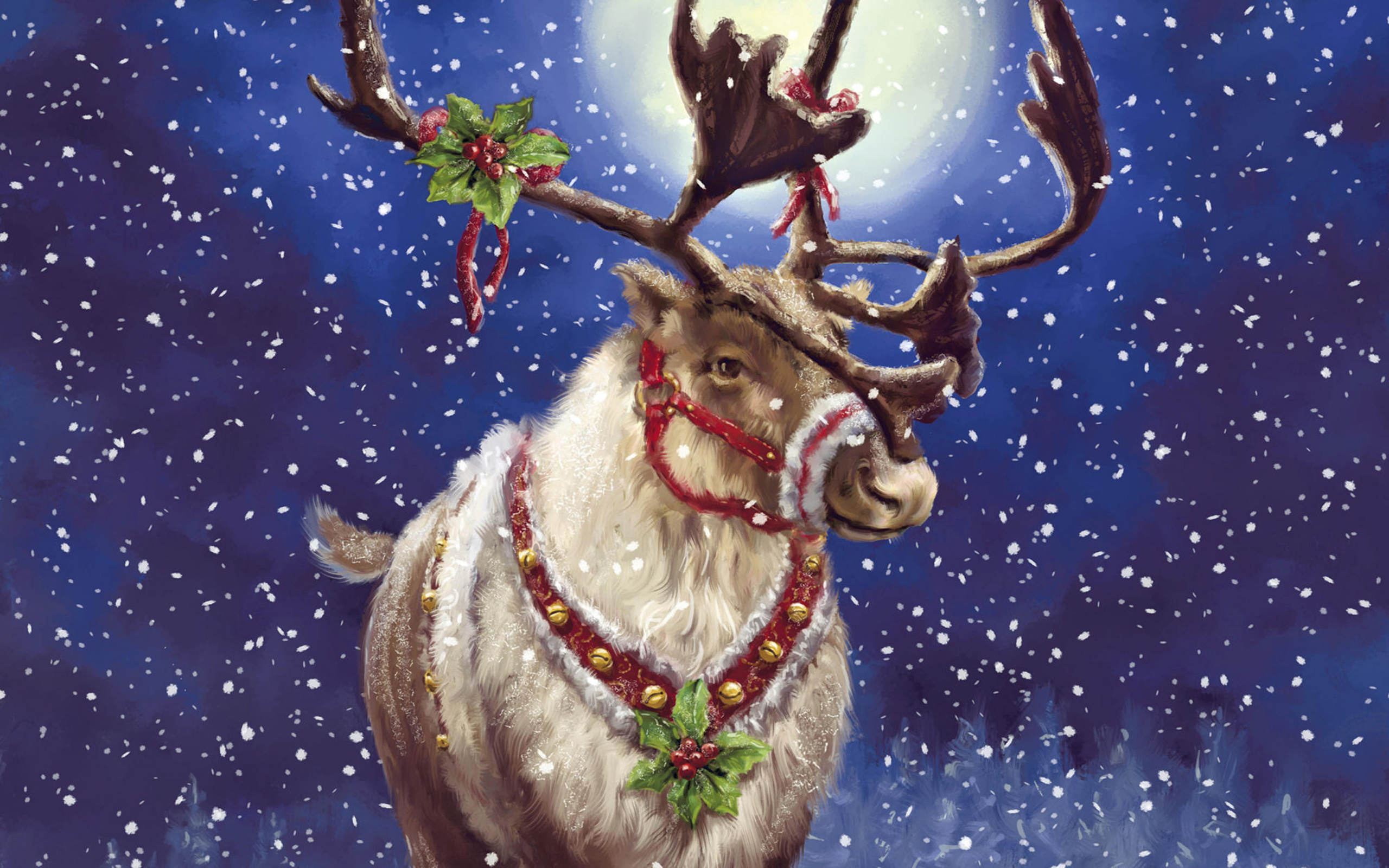 Desktop Wallpaper Deer Santa Claus