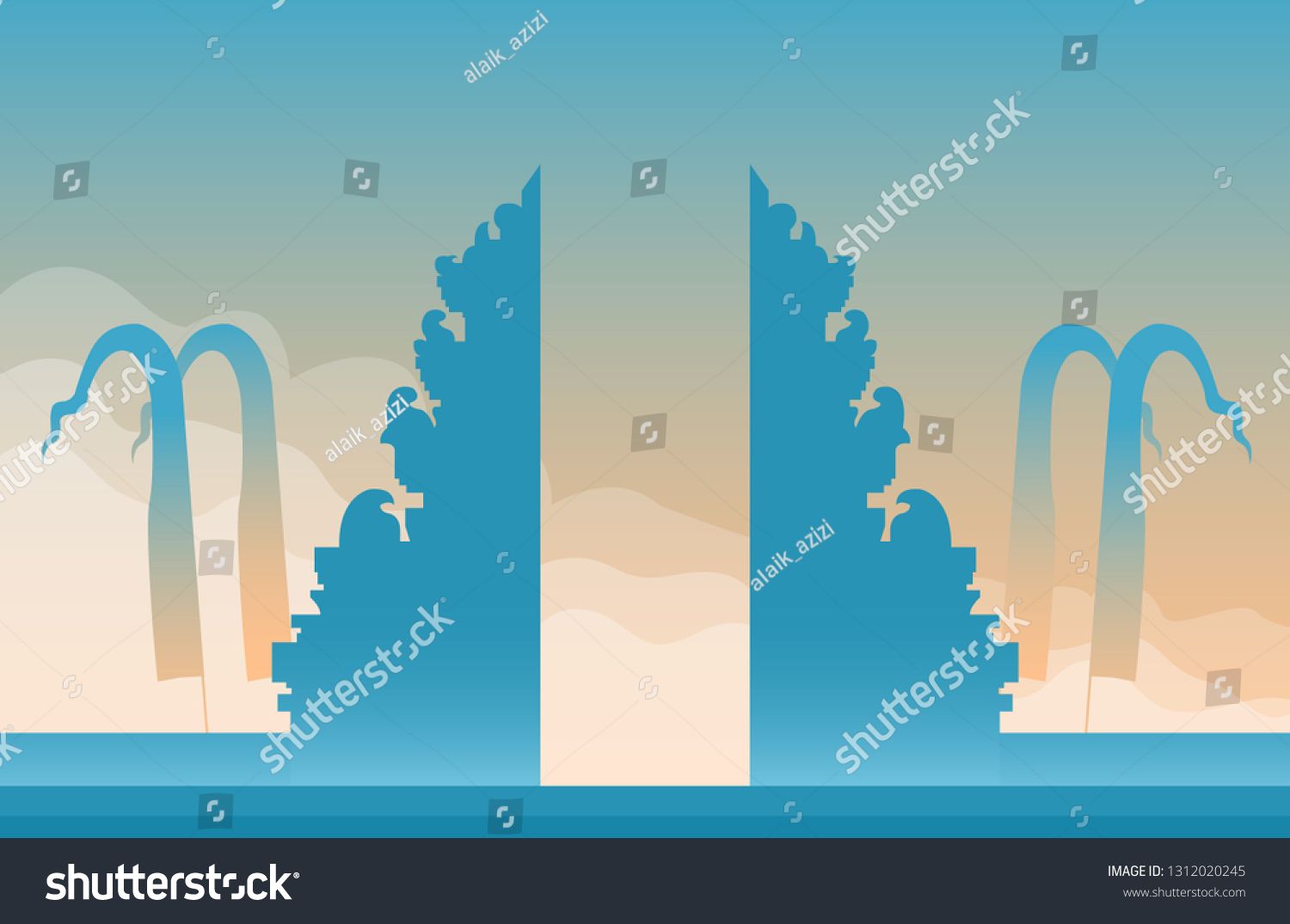 Grand Gate Of Bali Hindu Temple Vector Illustration Suitable For