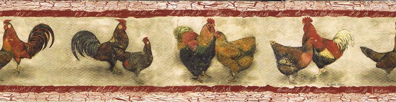 Details About Kitchen Rooster Hen Wallpaper Border Sp76453