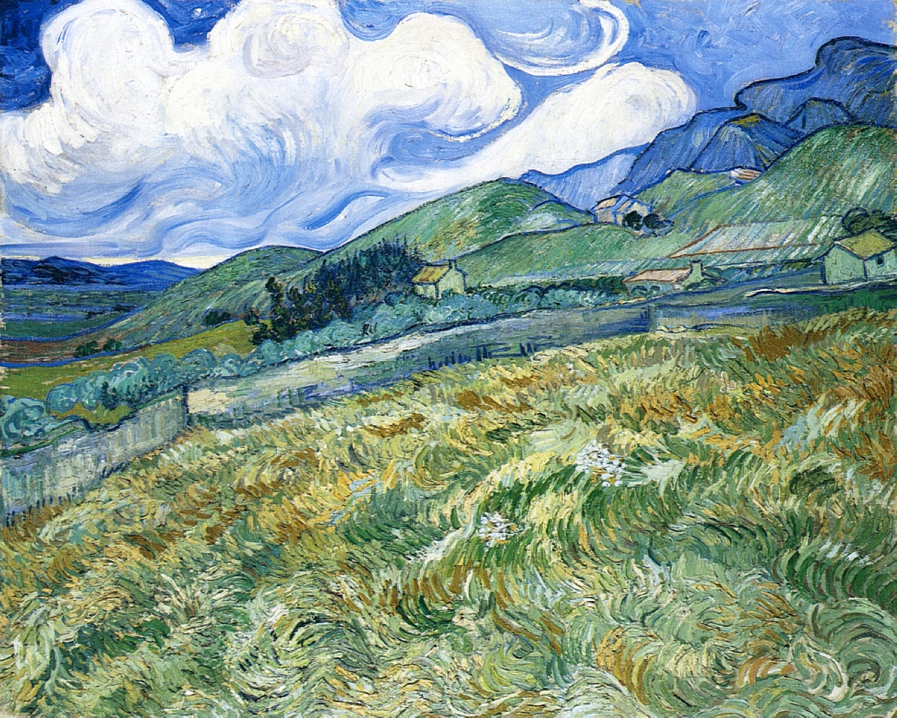 Mountains In The Background Vincent Van Gogh Wikipaintings Org