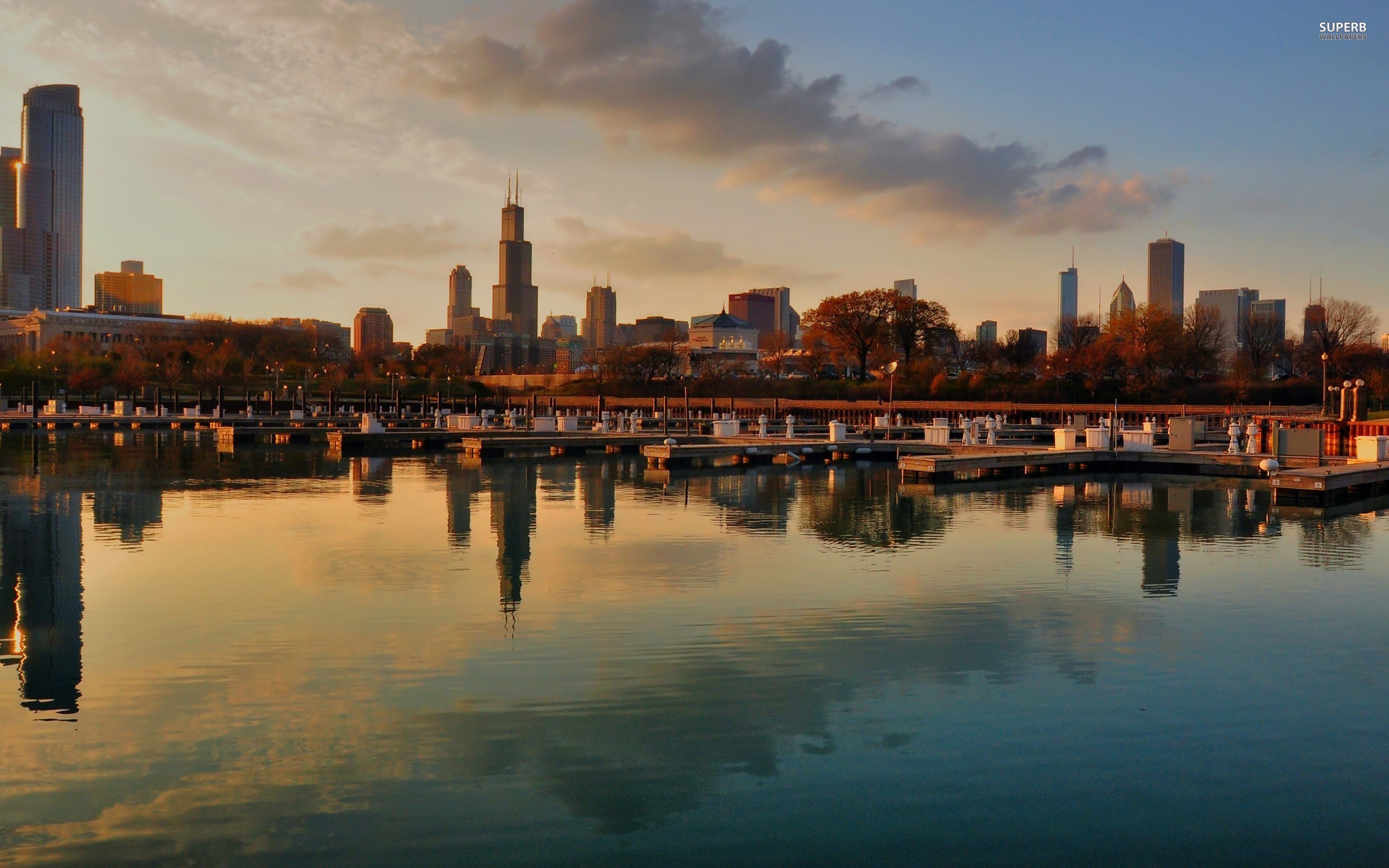 Chicago City Skyline Picture Wallpaper Winter