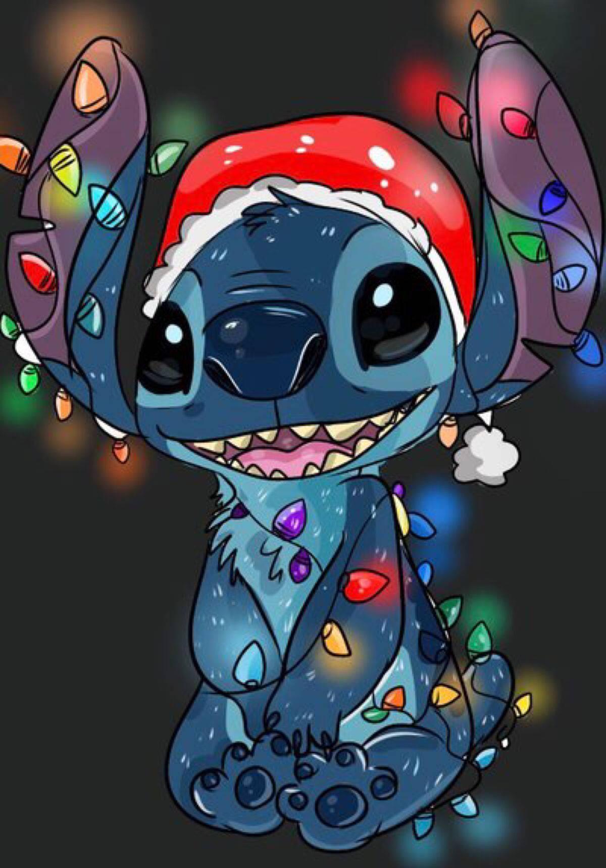 Download Disney Christmas iPhone Stitch Digital Art Wallpaper
