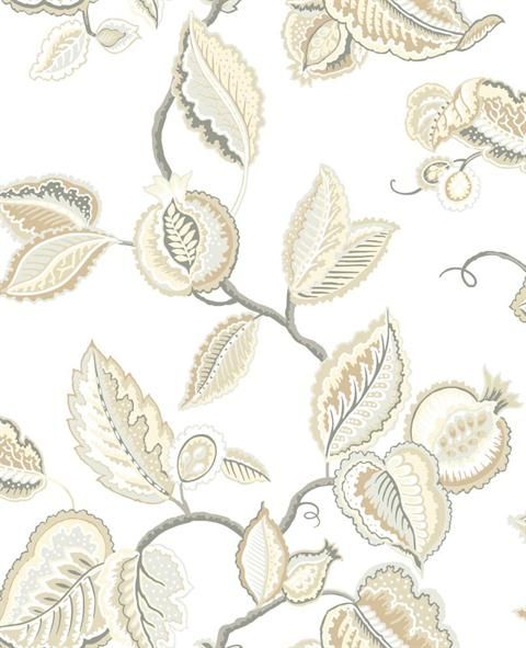 Wa7765 Waverly Classics White Fantasy Fleur Floral Wallpaper