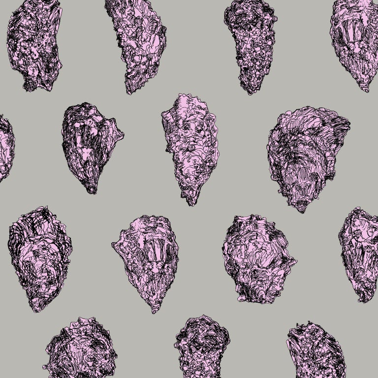 Oysters Wallpaper Black And White On Red Smooth Paper