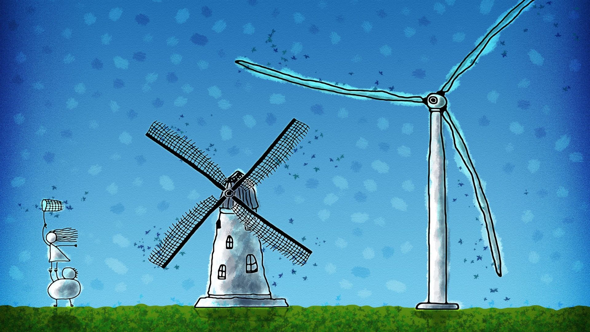 Windmill And Wind Turbine Wallpaper