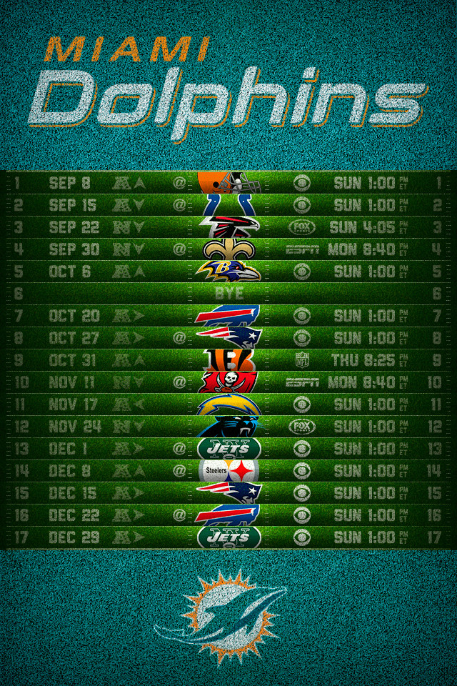 Miami Dolphins Football Schedule iPhone Wallpaper
