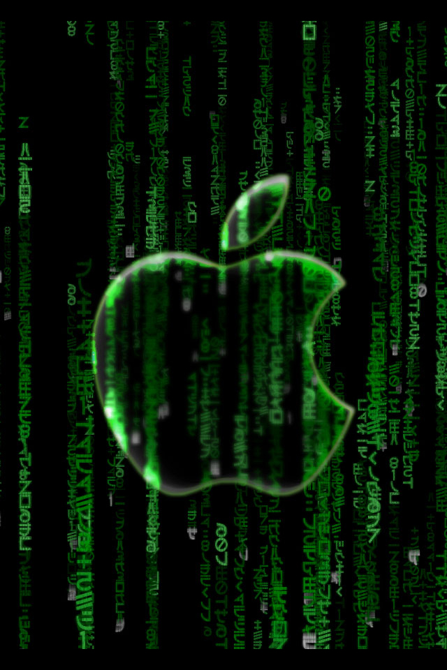 iphone ipod touch wallpaper apple logo matrix