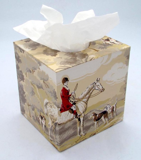 The Fox Hunt Equestrian S Vintage Wallpaper Tissue Box Cover
