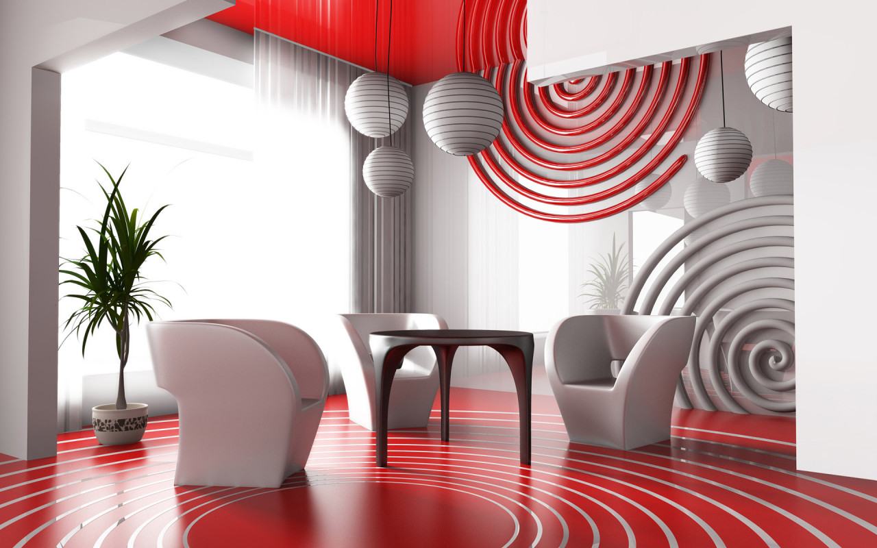 Wallpapers Backgrounds   Picture Red White Style Interior Living Room