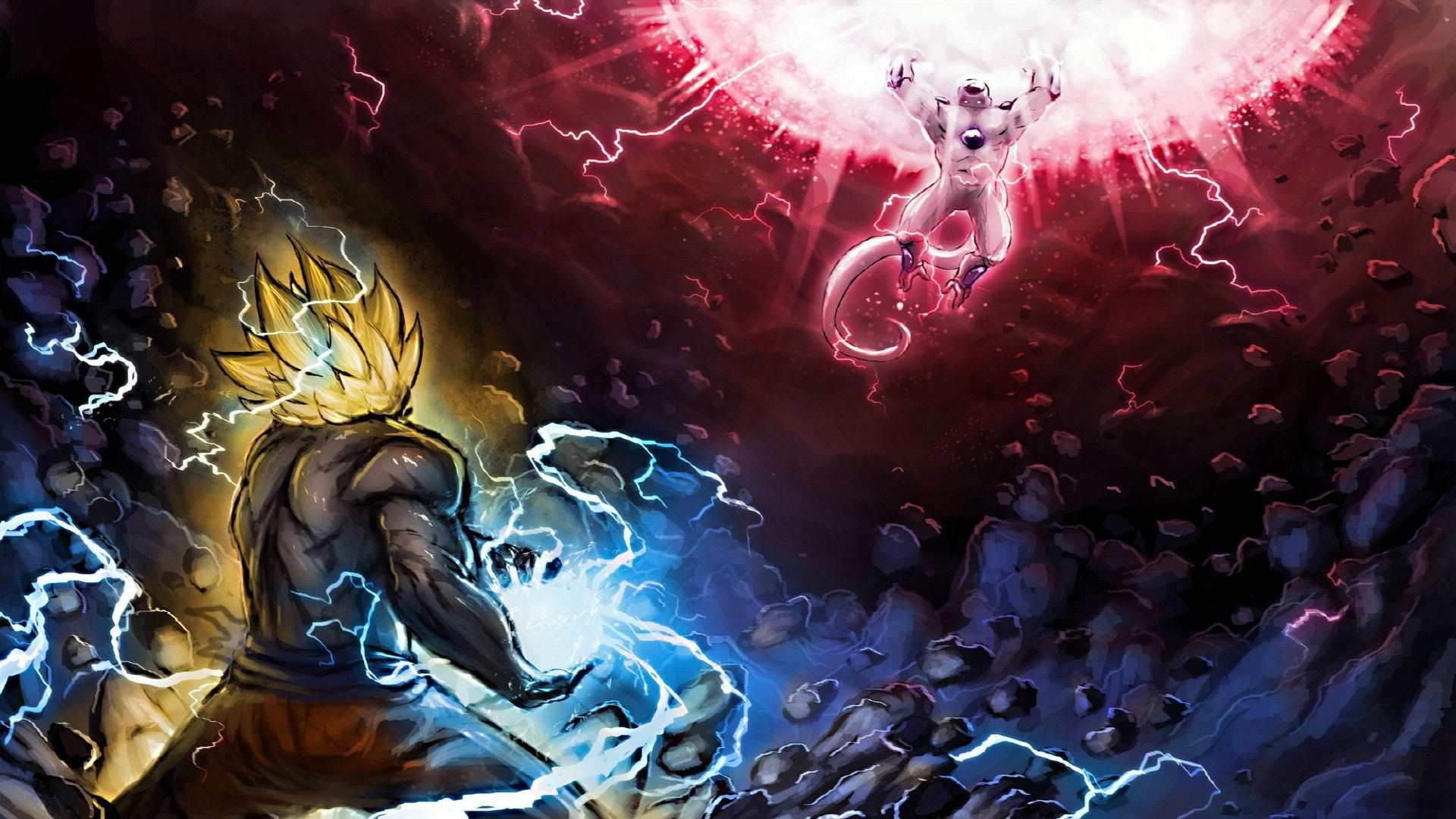 Epic Dragon Ball Z Wallpaper: Super Saiyan Goku vs. Frieza Final Form