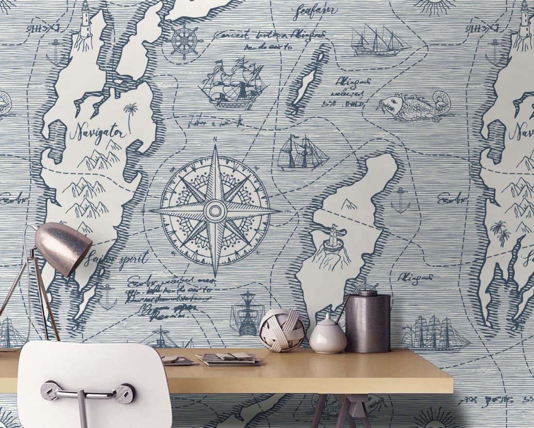 Travel Map Wallpaper Mural Wallmur