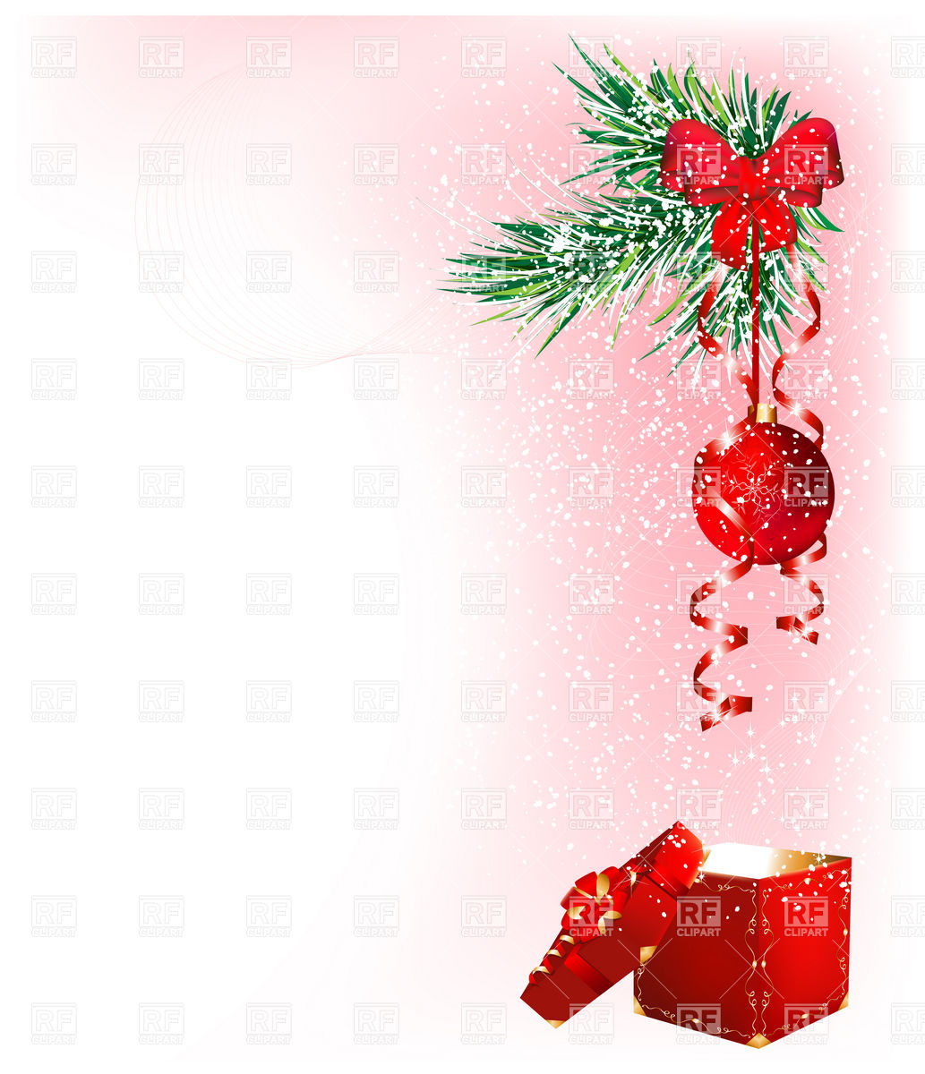 Christmas Snowy Background With Gift Box Vector Image Of