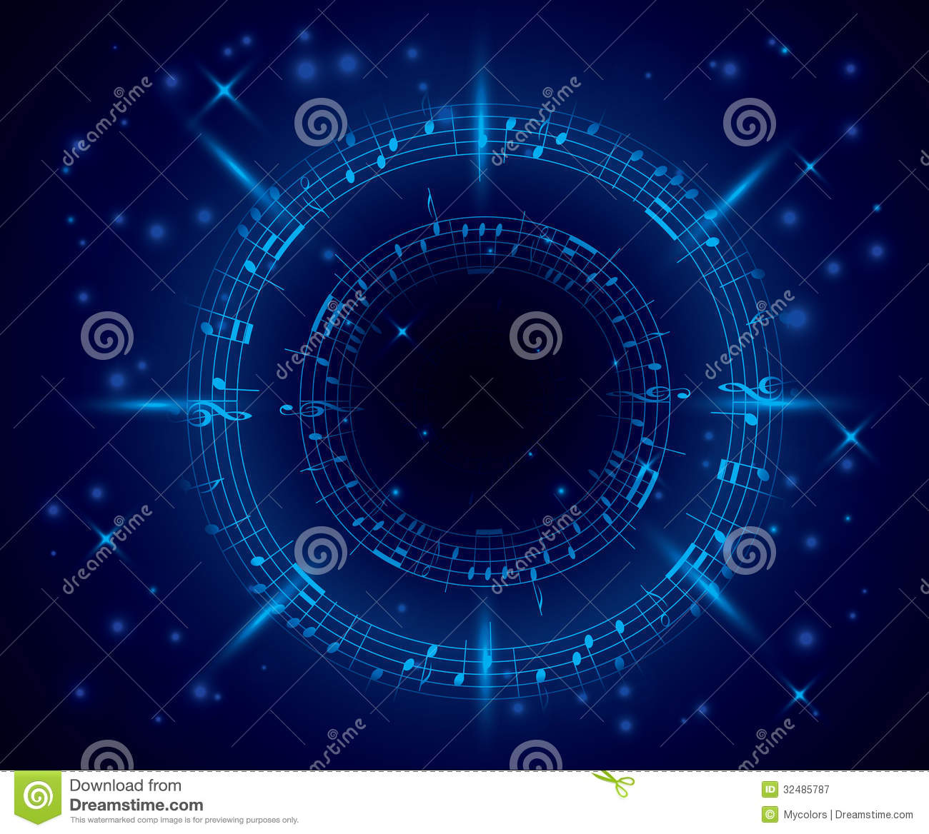 Blue Music Note Background Abstract Dark