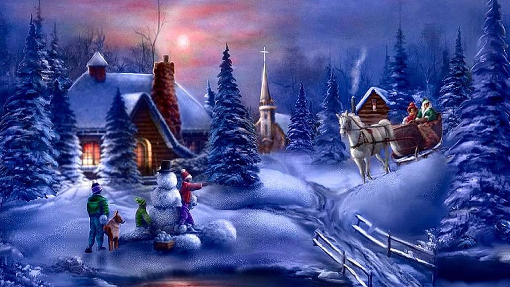Winter Fun Wonderland Christmas Scene Desktop