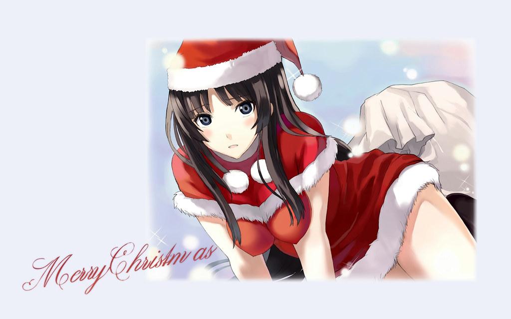 Merry Christmas Beautiful Anime Girl HD Wallpaper Stylis