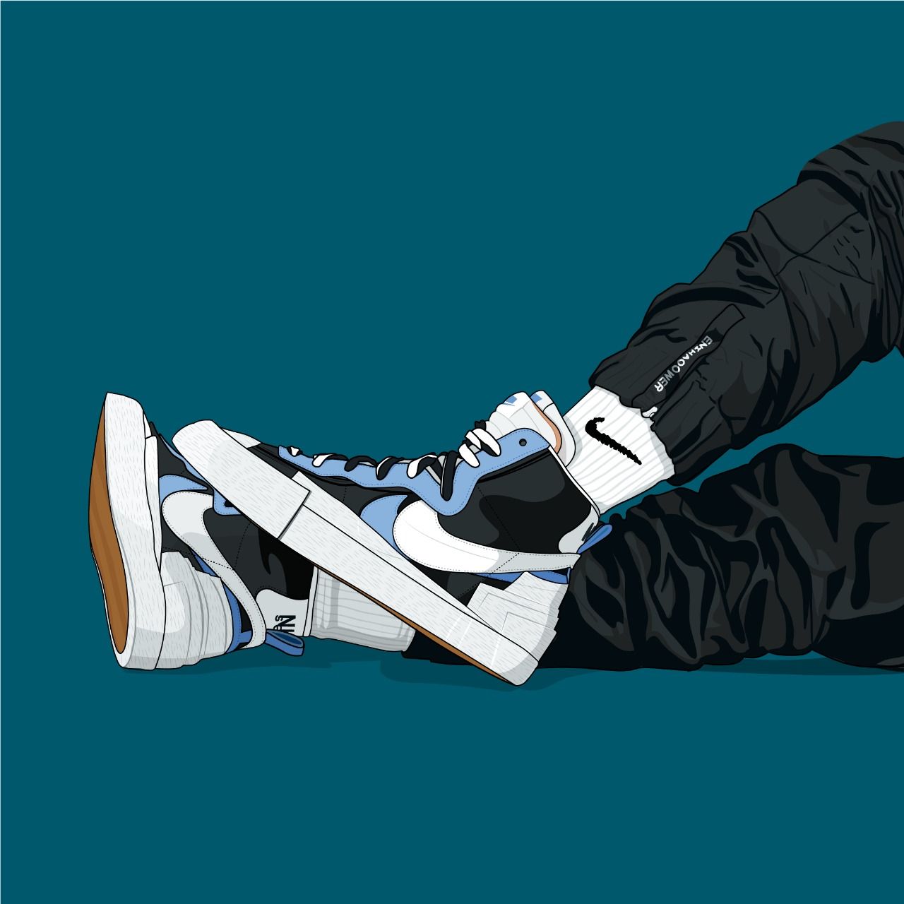 Sacai x Nike Blazer Sneakers illustration Cool nike wallpapers 1280x1280
