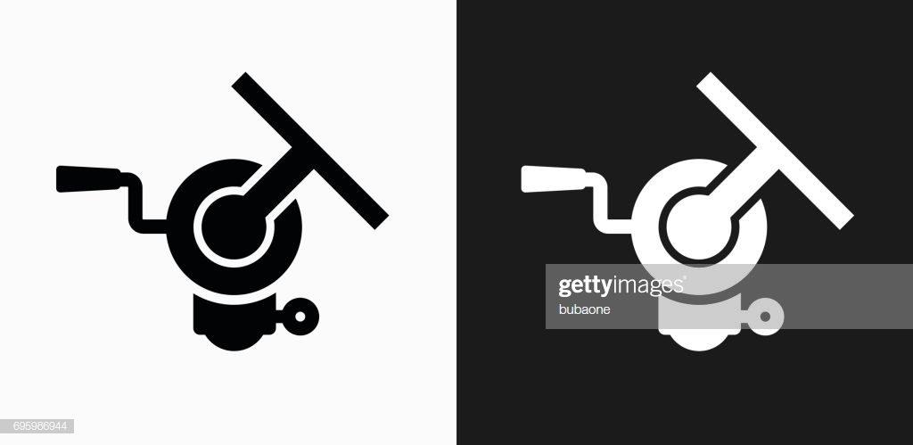 Darkroom Enlarger Icon On Black And White Vector Background Stock