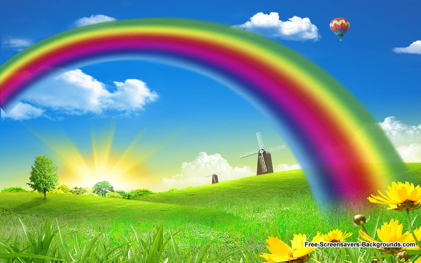 Rainbow Field Wallpaper Screensavers And Background